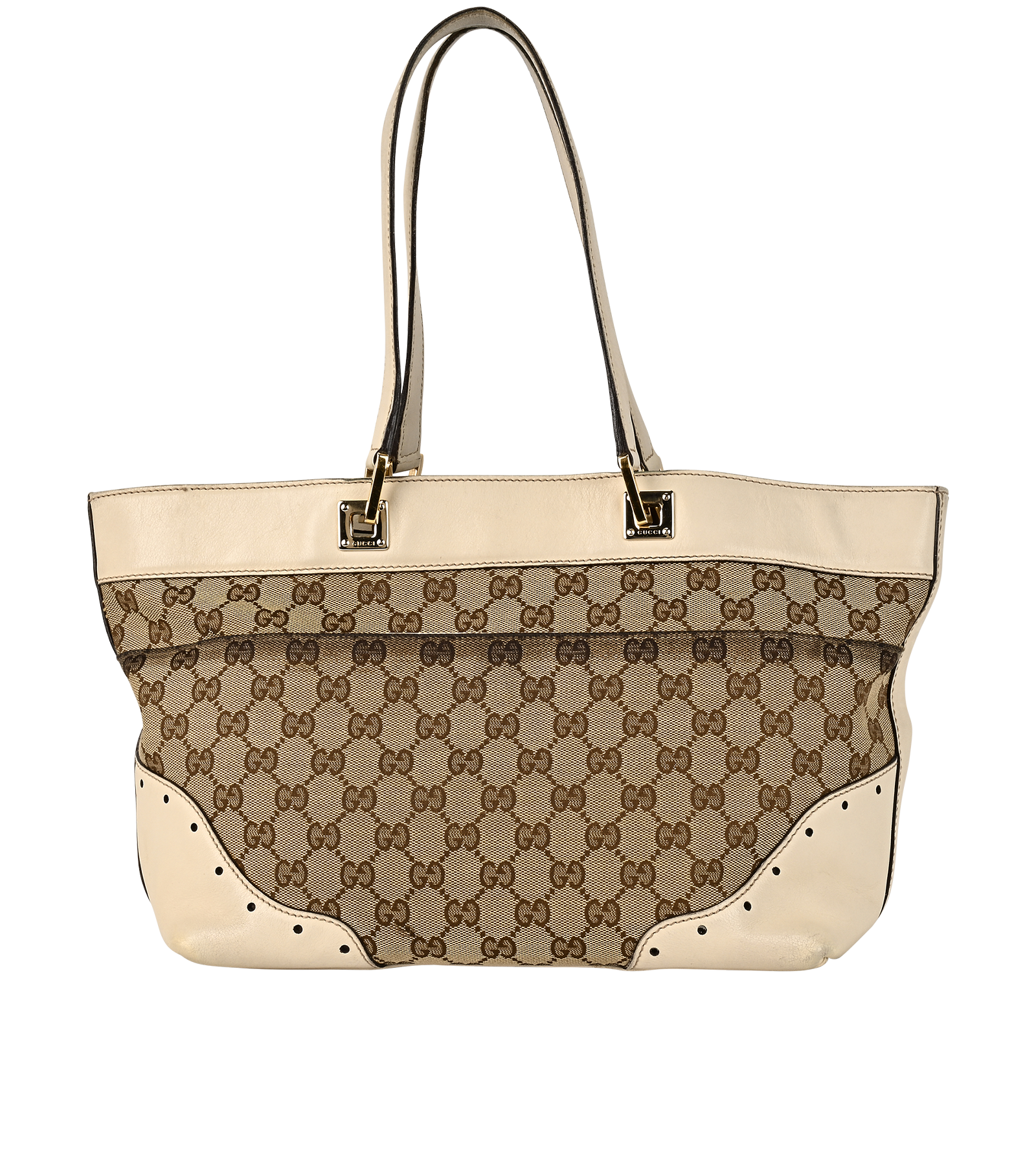 Punch Tote, &pound;250, Handbags, Beige/Cream, Canvas/Leather, Back view